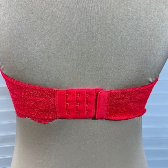 VS Dream Angles Bra Size 32DD Demi Lace Rhinestone Underwire Strapless - Picture 7 of 16